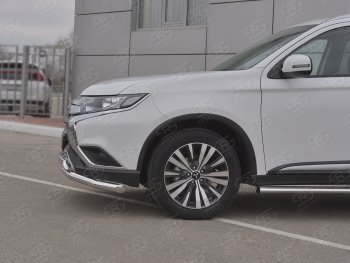 15 599 р. Защита переднего бампера (2 трубы Ø63 и 75х42 мм, нержавейка) Russtal Mitsubishi Outlander GF 3-ий рестайлинг (2018-2022)  с доставкой в г. Майкоп. Увеличить фотографию 3