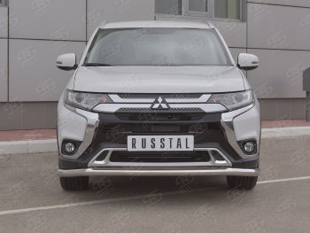 Защита переднего бампера (Ø 63 мм, нержавейка) SLITKOFF Mitsubishi Outlander  GF (2018-2022) 3-ий рестайлинг