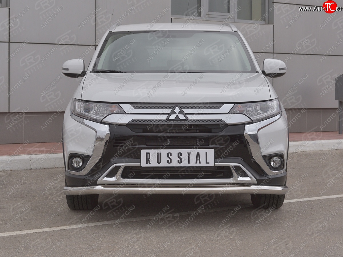 14 999 р. Защита переднего бампера (Ø 63 мм, нержавейка) SLITKOFF  Mitsubishi Outlander  GF (2018-2022) 3-ий рестайлинг  с доставкой в г. Майкоп