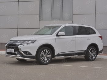 17 549 р. Защита переднего бампера (2 трубы Ø63 и 42 мм, нержавейка) SLITKOFF Mitsubishi Outlander GF 3-ий рестайлинг (2018-2022)  с доставкой в г. Майкоп. Увеличить фотографию 2