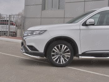 17 549 р. Защита переднего бампера (2 трубы Ø63 и 42 мм, нержавейка) SLITKOFF Mitsubishi Outlander GF 3-ий рестайлинг (2018-2022)  с доставкой в г. Майкоп. Увеличить фотографию 3