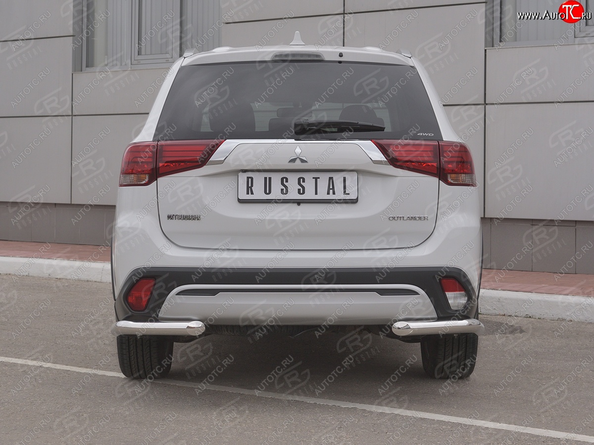 12 499 р. Защита заднего бампера (Ø63 мм уголки, нержавейка) SLITKOFF Mitsubishi Outlander GF 3-ий рестайлинг (2018-2022)  с доставкой в г. Майкоп