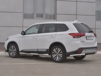 12 499 р. Защита заднего бампера (Ø63 мм уголки, нержавейка) SLITKOFF Mitsubishi Outlander GF 3-ий рестайлинг (2018-2022)  с доставкой в г. Майкоп. Увеличить фотографию 2