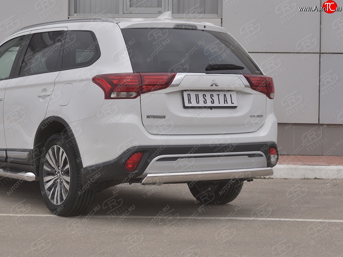 12 749 р. Защита заднего бампера (Ø75x42 мм, нержавейка) Russtal Mitsubishi Outlander GF 3-ий рестайлинг (2018-2022)  с доставкой в г. Майкоп
