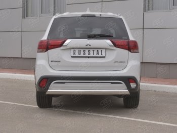 12 749 р. Защита заднего бампера (Ø75x42 мм, нержавейка) Russtal Mitsubishi Outlander GF 3-ий рестайлинг (2018-2022)  с доставкой в г. Майкоп. Увеличить фотографию 2