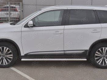 19 399 р. Защита порогов (Ø120x60 мм с проступью, нержавейка) Russtal Mitsubishi Outlander GF 3-ий рестайлинг (2018-2022)  с доставкой в г. Майкоп. Увеличить фотографию 2
