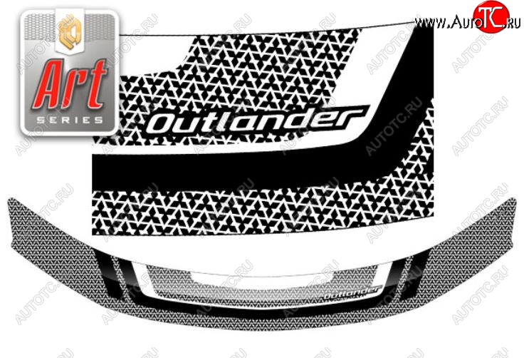 2 199 р. Дефлектор капота CA-Plastiс  Mitsubishi Outlander  XL (2005-2009) (CW)  дорестайлинг (Серия Art черная)  с доставкой в г. Майкоп