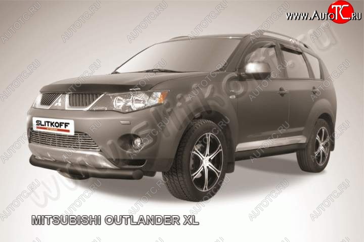 8 199 р. защита переднего бампера Slitkoff  Mitsubishi Outlander  XL (2005-2009) (CW)  дорестайлинг (Цвет: серебристый)  с доставкой в г. Майкоп