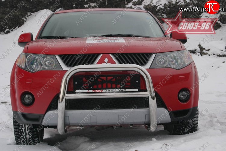 9 584 р. Защита переднего бампера Souz-96 (d60) Mitsubishi Outlander XL (CW)  дорестайлинг (2005-2009)  с доставкой в г. Майкоп