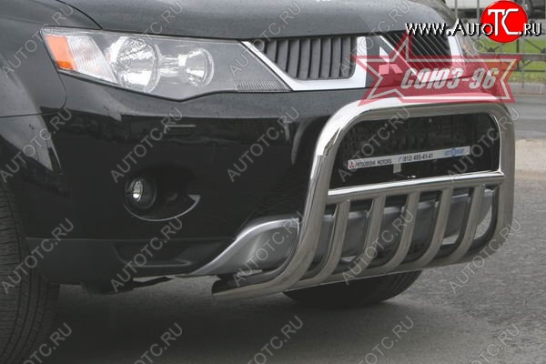 16 064 р. Защита переднего бампера с нижней защитой Souz-96 (d60) Mitsubishi Outlander XL (CW)  дорестайлинг (2005-2009)  с доставкой в г. Майкоп