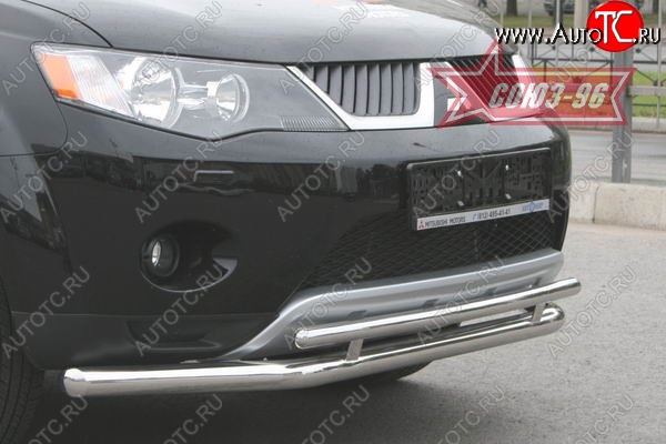 15 659 р. Защита переднего бампера двойная Souz-96 (d460/42) Mitsubishi Outlander XL (CW)  дорестайлинг (2005-2009)  с доставкой в г. Майкоп