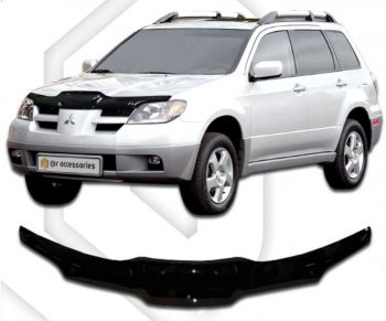 1 899 р. Дефлектор капота CA-Plastic Mitsubishi Outlander CU (2003-2009) (серия Classic черный)  с доставкой в г. Майкоп. Увеличить фотографию 2