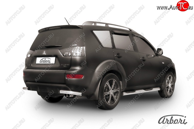 8 180 р. Защита заднего бампера Arbori (уголки, нержавейка, 1 труба d57 mm). Mitsubishi Outlander XL (CW)  рестайлинг (2010-2013)  с доставкой в г. Майкоп