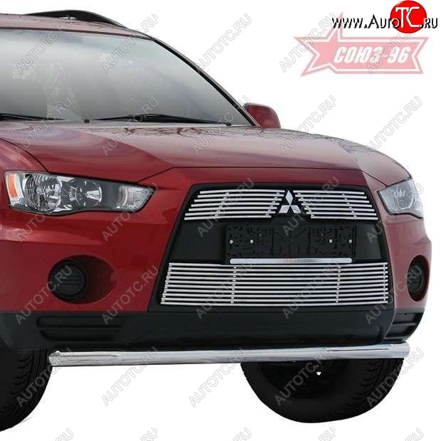 2 299 р. Декоративный элемент воздухозаборника Souz96 нержавеющая сталь Mitsubishi Outlander XL (CW)  рестайлинг (2010-2013) (Черные 10 мм)  с доставкой в г. Майкоп