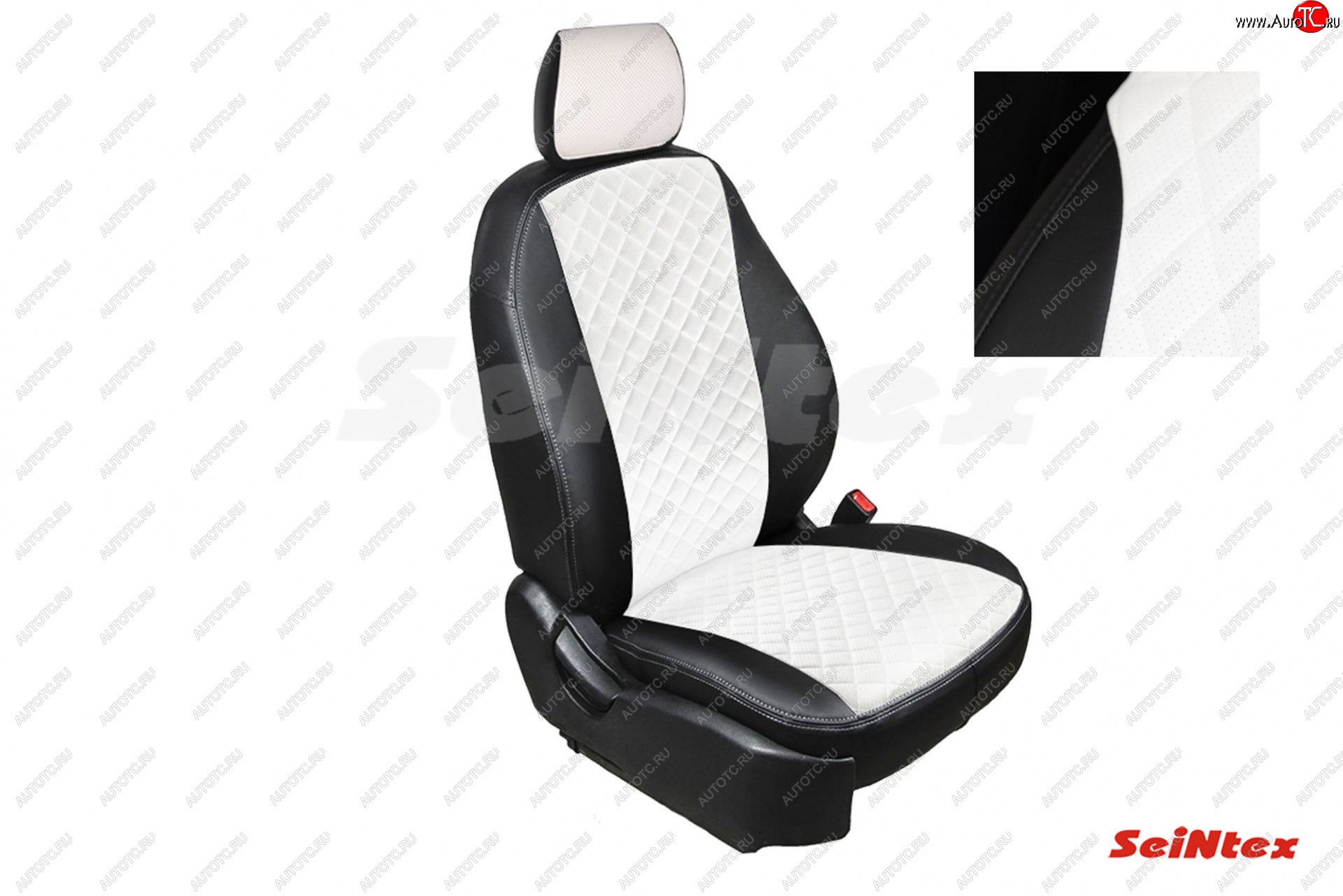 7 549 р. Чехлы для сидений Seintex (экокожа, ромб)  Mitsubishi Outlander  GF (2012-2018) дорестайлинг, 2-ой рестайлинг (Черный+белый)  с доставкой в г. Майкоп