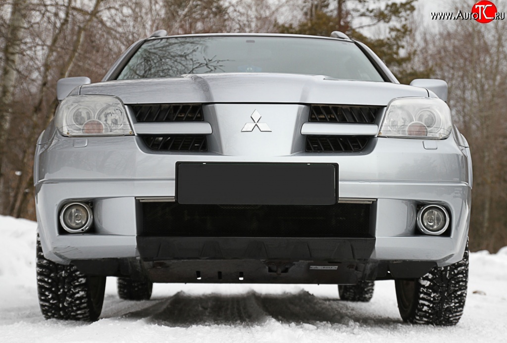 3 299 р. Накладка на передний бампер RA Mitsubishi Outlander CU (2003-2009) (Поверхность глянец (под покраску), Неокрашенная)  с доставкой в г. Майкоп