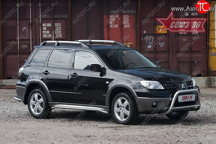10 079 р. Защита переднего бампера Souz-96 (d60) Mitsubishi Outlander CU (2003-2009)  с доставкой в г. Майкоп