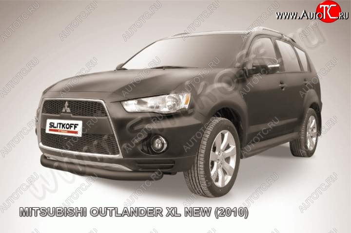 8 199 р. защита переднего бампера Slitkoff Mitsubishi Outlander XL (CW)  рестайлинг (2010-2013) (Цвет: серебристый)  с доставкой в г. Майкоп