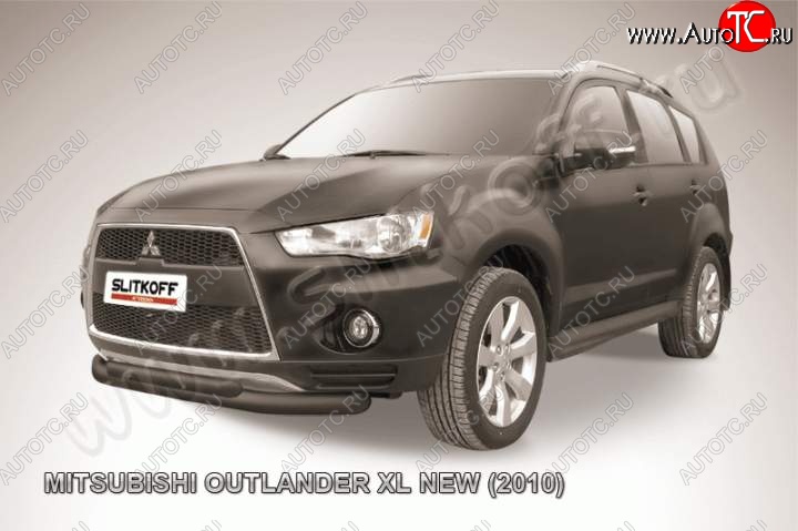 11 299 р. Защита переднего бампер Slitkoff Mitsubishi Outlander XL (CW)  рестайлинг (2010-2013) (Цвет: серебристый)  с доставкой в г. Майкоп