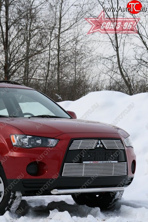 8 684 р. Одинарная защита переднего бампера из короткой трубы (d76) Souz-96 Mitsubishi Outlander XL (CW)  рестайлинг (2010-2013)  с доставкой в г. Майкоп