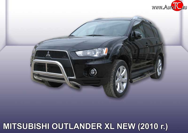 24 449 р. Усиленная защита переднего бампера из трубы диаметром 57 мм Slitkoff  Mitsubishi Outlander  XL (2010-2013) (CW)  рестайлинг (Нержавейка, Полированная)  с доставкой в г. Майкоп