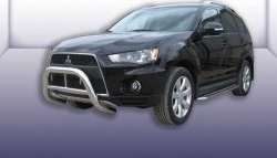 Усиленная защита переднего бампера из трубы диаметром 76 мм Slitkoff Mitsubishi Outlander  XL (2010-2013) (CW)  рестайлинг