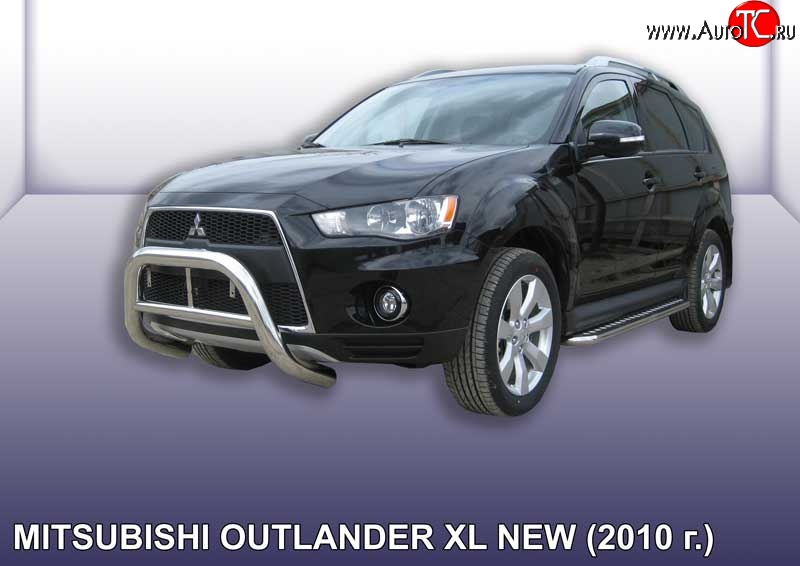 33 699 р. Усиленная защита переднего бампера из трубы диаметром 76 мм Slitkoff  Mitsubishi Outlander  XL (2010-2013) (CW)  рестайлинг (Нержавейка, Полированная)  с доставкой в г. Майкоп