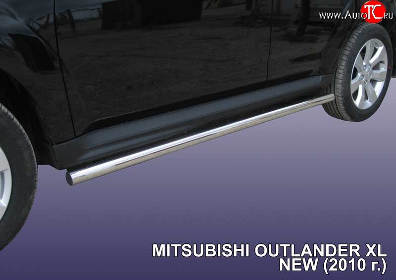 13 999 р. Защита порогов из круглой трубы диаметром 57 мм Slitkoff  Mitsubishi Outlander  XL (2010-2013) (CW)  рестайлинг (Нержавейка, Полированная)  с доставкой в г. Майкоп