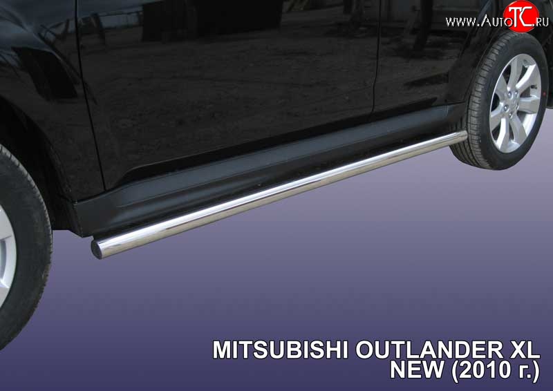 14 999 р. Защита порогов из круглой трубы диаметром 76 мм Slitkoff  Mitsubishi Outlander  XL (2010-2013) (CW)  рестайлинг (Нержавейка, Полированная)  с доставкой в г. Майкоп