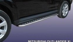 Широкая защита порогов Slitkoff Mitsubishi Outlander  XL (2010-2013) (CW)  рестайлинг