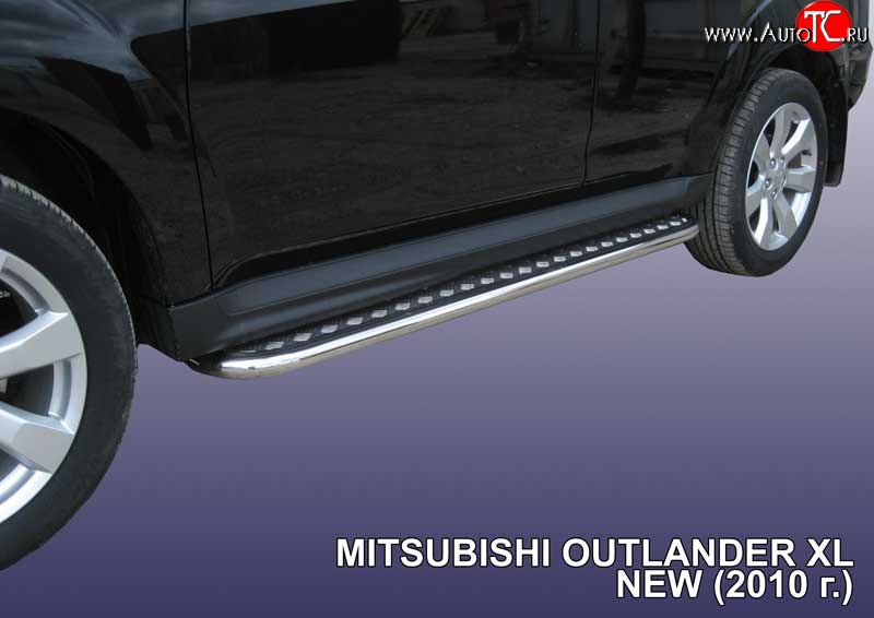 16 999 р. Широкая защита порогов Slitkoff  Mitsubishi Outlander  XL (2010-2013) (CW)  рестайлинг  с доставкой в г. Майкоп