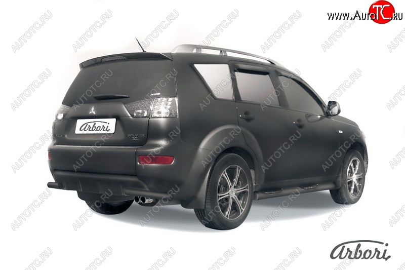 7 019 р. Защита заднего бампера Arbori (уголки, черная, 1 труба d57 mm). Mitsubishi Outlander XL (CW)  рестайлинг (2010-2013)  с доставкой в г. Майкоп