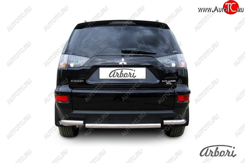 8 999 р. Защита заднего бампера Arbori (короткая, нержавейка, 1 труба d57 mm). Mitsubishi Outlander XL (CW)  рестайлинг (2010-2013)  с доставкой в г. Майкоп