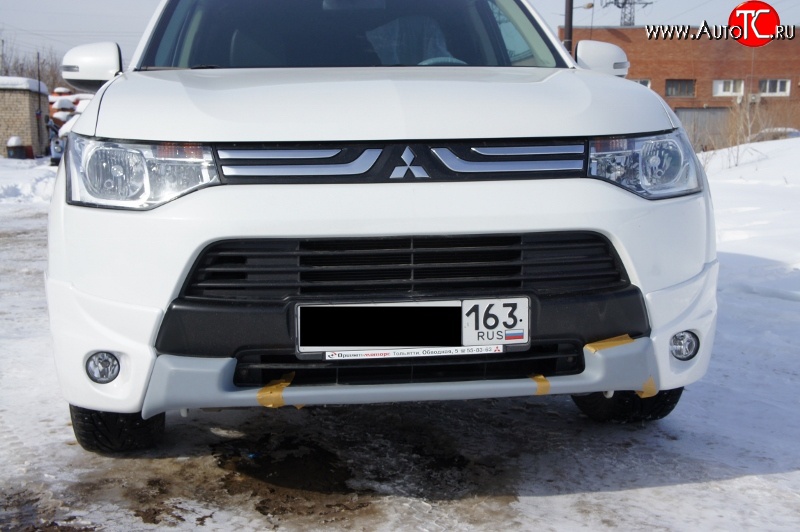6 899 р. Накладки на передний бампер BROOMER Design (3 шт)  Mitsubishi Outlander  GF (2014-2016) 1-ый рестайлинг (Неокрашенная)  с доставкой в г. Майкоп