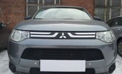 4 299 р. Сетка на бампер Russtal (черная) Mitsubishi Outlander GF дорестайлинг (2012-2014)  с доставкой в г. Майкоп. Увеличить фотографию 2