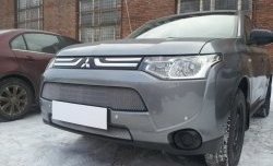 3 149 р. Сетка на бампер Russtal (хром) Mitsubishi Outlander GF дорестайлинг (2012-2014)  с доставкой в г. Майкоп. Увеличить фотографию 2