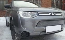3 149 р. Сетка на бампер Russtal (хром) Mitsubishi Outlander GF дорестайлинг (2012-2014)  с доставкой в г. Майкоп. Увеличить фотографию 3