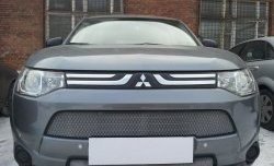 2 599 р. Сетка на бампер (рестайлинг) Russtal (хром) Mitsubishi Outlander GF дорестайлинг (2012-2014)  с доставкой в г. Майкоп. Увеличить фотографию 3