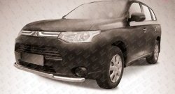 Двойная защита переднего бампера из двух труб диаметром 57 и 42 мм Slitkoff Mitsubishi Outlander  GF (2012-2014) дорестайлинг