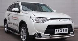 19 299 р. Защита переднего бампера (2 трубыØ63 и 42 мм, нержавейка) SLITKOFF  Mitsubishi Outlander  GF (2014-2016) 1-ый рестайлинг  с доставкой в г. Майкоп. Увеличить фотографию 4