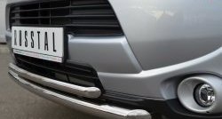 16 999 р. Защита переднего бампера (2 трубыØ63 и 42 мм, нержавейка) SLITKOFF  Mitsubishi Outlander  GF (2012-2014) дорестайлинг  с доставкой в г. Майкоп. Увеличить фотографию 3