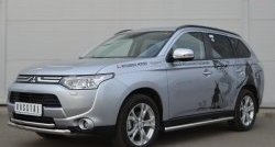 16 999 р. Защита переднего бампера (2 трубыØ63 и 42 мм, нержавейка) SLITKOFF  Mitsubishi Outlander  GF (2012-2014) дорестайлинг  с доставкой в г. Майкоп. Увеличить фотографию 4