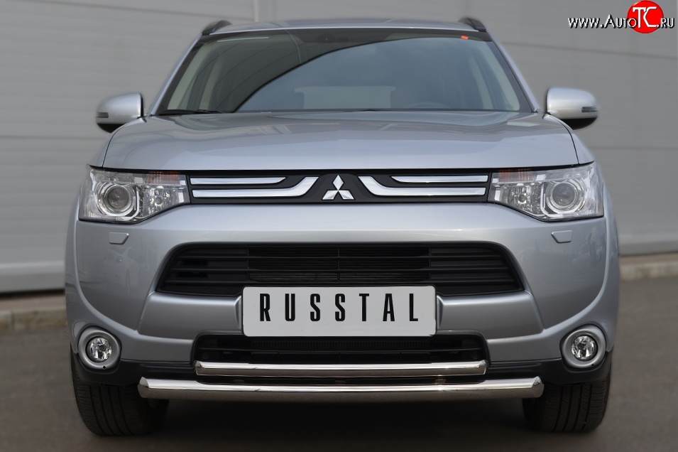 16 999 р. Защита переднего бампера (2 трубыØ63 и 42 мм, нержавейка) SLITKOFF  Mitsubishi Outlander  GF (2012-2014) дорестайлинг  с доставкой в г. Майкоп