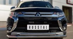 16 899 р. Защита переднего бампера (2 трубыØ63 и 42 мм, нержавейка) SLITKOFF  Mitsubishi Outlander  GF (2015-2018) 2-ой рестайлинг  с доставкой в г. Майкоп. Увеличить фотографию 4
