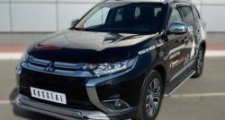 13 399 р. Защита переднего бампера (2 трубыØ75х42 и 63 мм, нержавейка) Russtal Mitsubishi Outlander GF 2-ой рестайлинг (2015-2018)  с доставкой в г. Майкоп. Увеличить фотографию 4