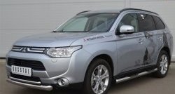 17 749 р. Защита переднего бампера (2 трубыØ76 и 42 мм, нержавейка) SLITKOFF  Mitsubishi Outlander  GF (2012-2014) дорестайлинг  с доставкой в г. Майкоп. Увеличить фотографию 2