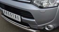 17 749 р. Защита переднего бампера (2 трубыØ76 и 42 мм, нержавейка) SLITKOFF  Mitsubishi Outlander  GF (2012-2014) дорестайлинг  с доставкой в г. Майкоп. Увеличить фотографию 3