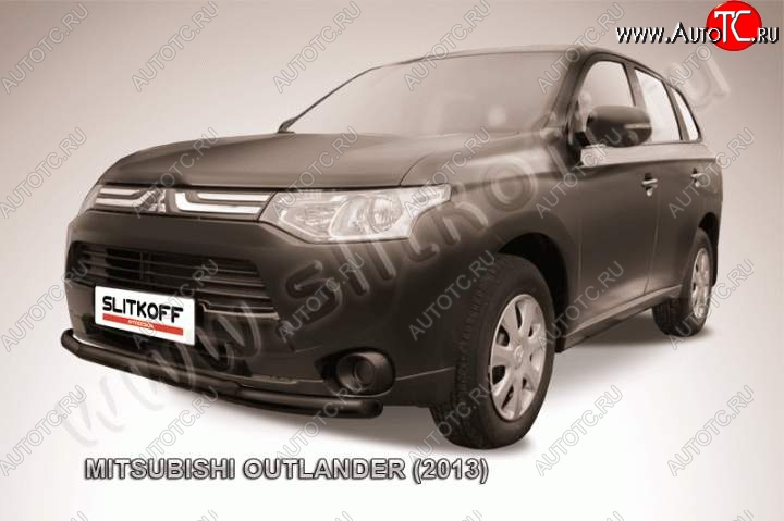 9 899 р. Защита переднего бампер Slitkoff  Mitsubishi Outlander  GF (2012-2014) дорестайлинг (Цвет: серебристый)  с доставкой в г. Майкоп