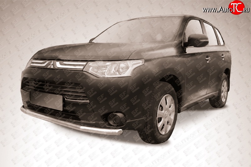 11 999 р. Защита переднего бампера из длинной трубы диаметром 57 мм Slitkoff  Mitsubishi Outlander  GF (2012-2014) дорестайлинг (Нержавейка, Полированная)  с доставкой в г. Майкоп