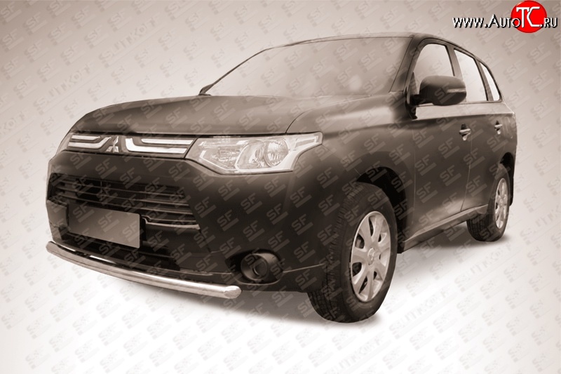 10 899 р. Защита переднего бампера из короткой трубы диаметром 57 мм Slitkoff  Mitsubishi Outlander  GF (2012-2014) дорестайлинг (Нержавейка, Полированная)  с доставкой в г. Майкоп